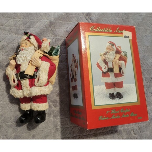1993 THC Fabric Mache Santa Claus Figurine 11" with Box Christmas Decoration - Picture 2 of 10